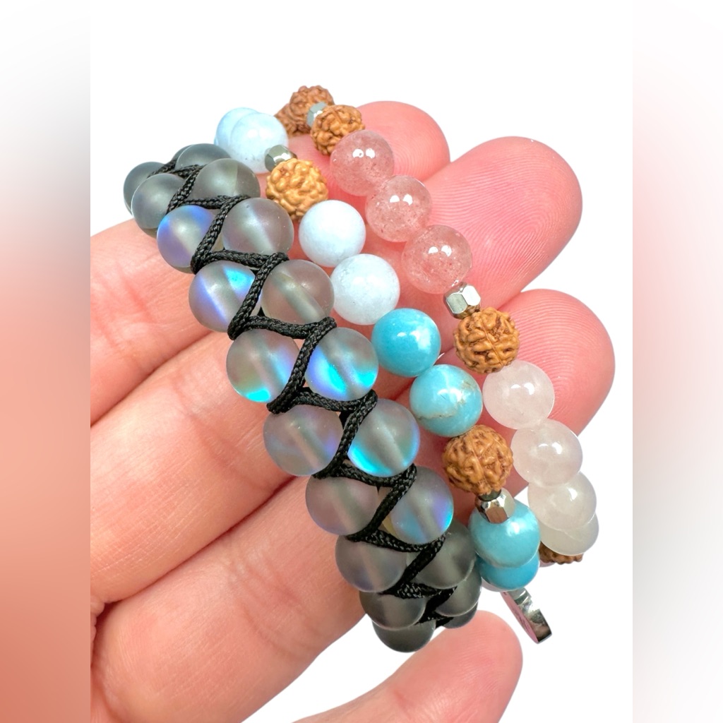 Lot Of 3 Nogu Bracelets Rainbow Pink Blue